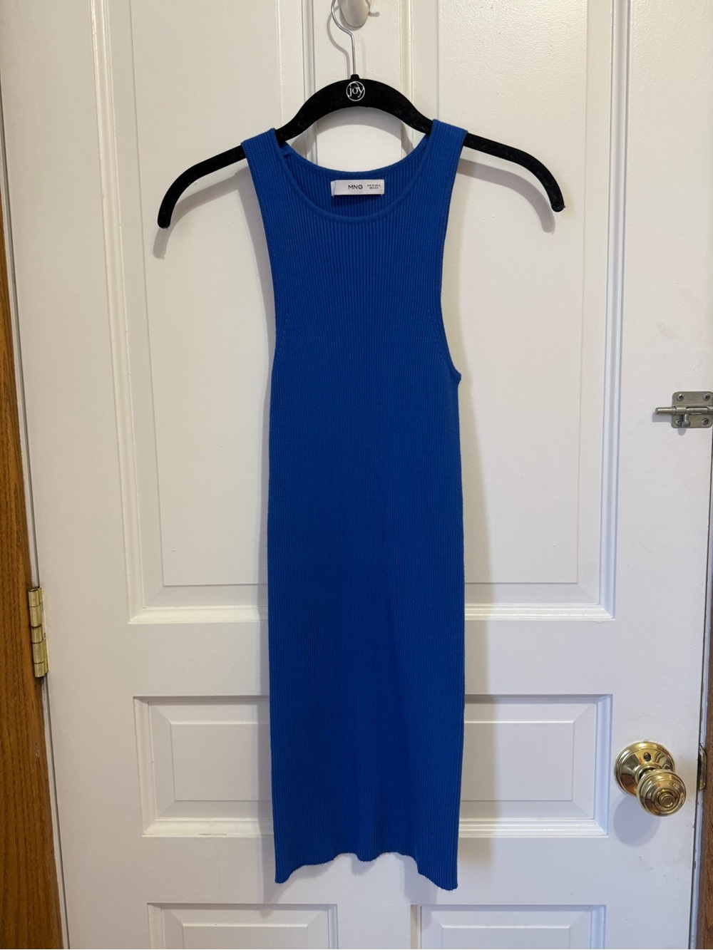 Mango Blue Ribbed Tank Mini Dress